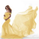 长裙工厂-全新露肩棉质雪纺拖地孕妇裙