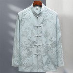 中式服装工厂-男式传统亚麻汉服长袖唐装