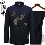 中式服装工厂-传统男式复古龙纹唐装