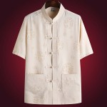 中式上衣生产厂家-中国传统男式短袖龙纹