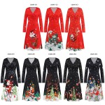 Women Dress Factory - Christmas Print V Neck