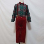 婴儿服装生产厂家-圣诞绅士长袖格子衬衫