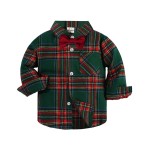 婴儿服装生产厂家-圣诞绅士长袖格子衬衫