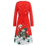 Women Dress Factory - Christmas Print V Neck