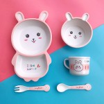 婴儿餐具套装工厂-竹纤维5件套家用幼儿园