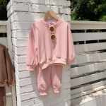 韩版套装工厂-2025秋季韩版长袖华夫格套装