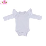 婴儿连体衣生产厂家-素色橄榄绿三层荷叶边