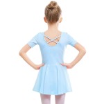 舞蹈连体衣工厂-儿童芭蕾舞裙式连体衣交叉结