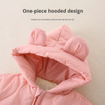 婴儿连体衣生产厂家-婴儿秋冬带帽拉链连体衣