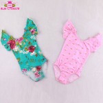 芭蕾舞连体衣生产厂家-批发短荷叶袖豹纹条纹