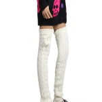 女袜工厂-冬季女士过膝袜扭花靴套流苏