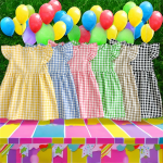 公主裙工厂-批发夏季新款荷叶袖格子公主裙