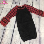 婴儿睡袍工厂-最新设计豹纹荷叶边 Raglan