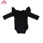 婴儿连体衣生产厂家-素色橄榄绿三层荷叶边