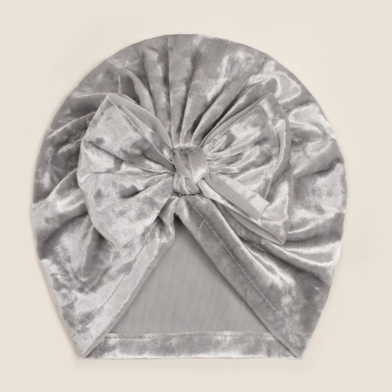 婴儿帽工厂-可爱婴儿蝴蝶结帽天鹅绒套头帽