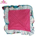 法兰绒毯工厂-超软绿色花卉荷叶边婴儿毯