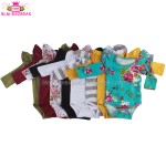 婴儿连体衣生产厂家-素色橄榄绿三层荷叶边