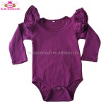 婴儿连体衣生产厂家-素色橄榄绿三层荷叶边