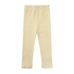 女童裤生产厂家-春夏儿童罗纹裤蕾丝装饰