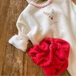 婴儿套装工厂-25秋冬新款圣诞纯色按钮套装