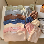 韩版套装工厂-2025秋季韩版长袖华夫格套装