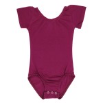 体操服供应商-夏季95%棉酒红色短袖