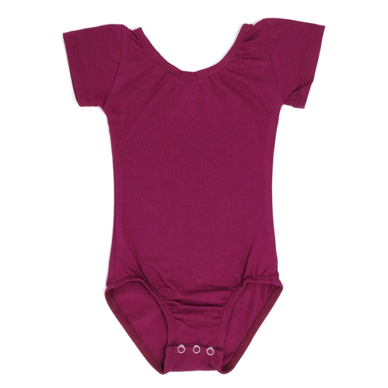 体操服供应商-夏季95%棉酒红色短袖