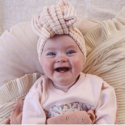 婴儿头带供应商-2025新生儿针织双蝴蝶结