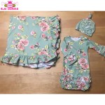 婴儿袍工厂-新生儿回家服纯色长袖荷叶边袍