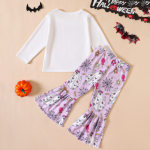 万圣节服装供应商-欧美女童长袖喇叭裤套装