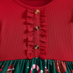 圣诞裙工厂-节日穿着女童红色荷叶袖连衣裙