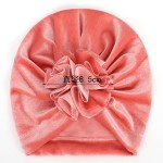 婴儿帽供应商-15色秋冬女婴天鹅绒花头巾