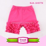 夏季短裤供应商-2026精品纯色女童三层荷叶边