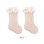 女童袜生产厂家-波西米亚纯色蕾丝荷叶边袜