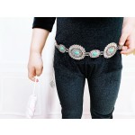 链带工厂-批发西部风格椭圆绿松石腰带