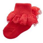 女童袜供应商-女童双层蕾丝边新生儿装饰袜
