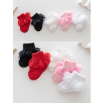 女童袜供应商-女童双层蕾丝边新生儿装饰袜