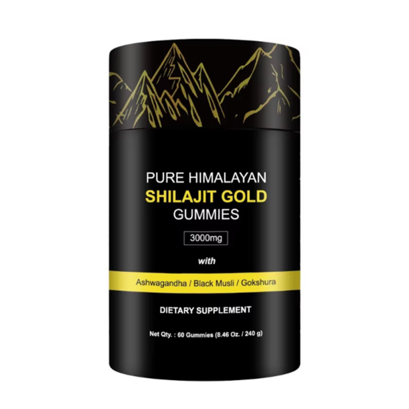 Paper Tube Package Shilajit Gummies  Individually Wrapped Boost Energy with Ashwagandha Pure Himalayan 60 Gummies Per Tube