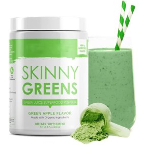 Skinny Greens Powder Natural Supergreen Supplement Green Apple Flavor Supports Healthy Weight OEM Package