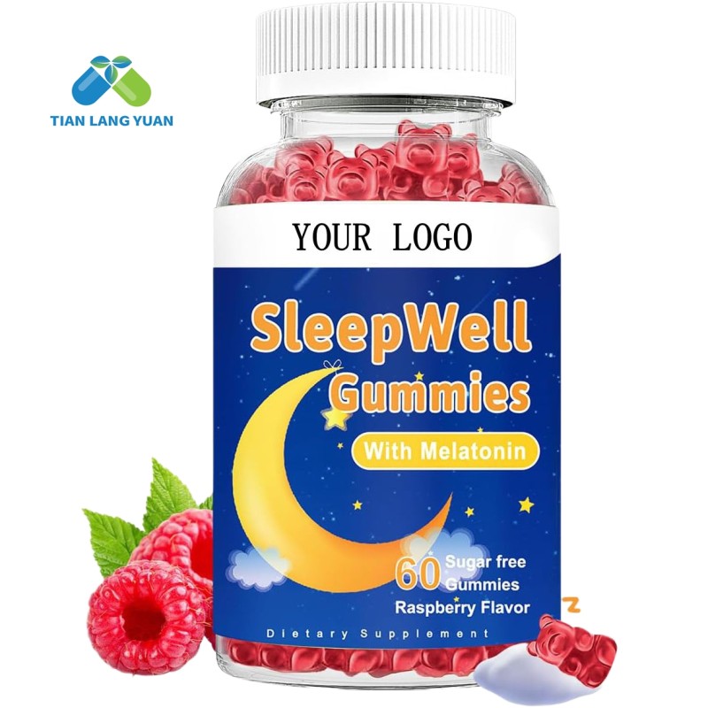 OEM Package Sleep Well Gummies for Sleep Recovery Raspberry Flavor Sugar Free Melatonin Gummies Health Supplement Vegan
