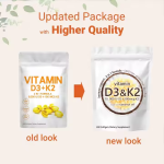 OEM Health Supplement Vitamin K2 Softgel Vegan Raw Material 10000iu Vitamin D3 K2 Capsules 300caps Vitamin D3 K2 Powder