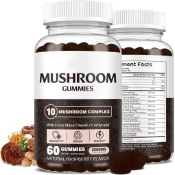 OEM Package Mushroom Gummies Supplements Complex 10 in 1 2500mg Mushrooms Gummiess with Lions Mane Reishi Mushroom for Memory