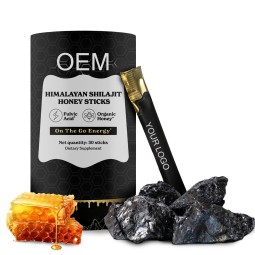 Private Label Shilajit Resin with  Honey and Kashmiri Saffron Pure Himalayan Organic Health Supplement Shilajit Extract 30 Stick