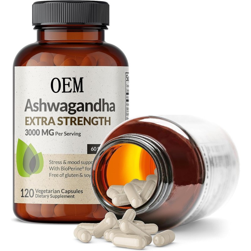 Ashwagandha Extract Capsule Men Vegan Organic Health Supplement Natural Ashwagandha Capsules Energy Boost Private Package