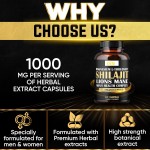 Private Brand Shilajit Capsules with Mushrooms 7 in One Men's Health Supplement Lion's Mane Maca Powder Male Best Booster
