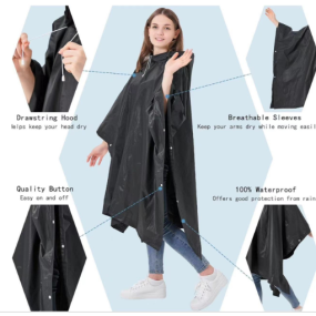 Rain Poncho Factory - BSCI Factory Custom Unisex Black