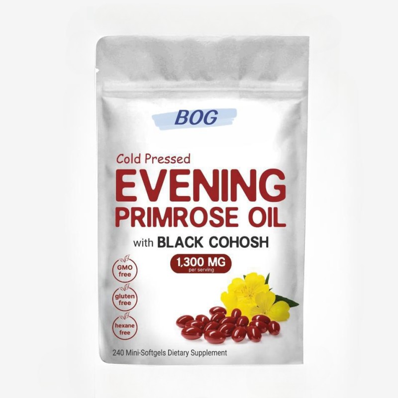 OEM ODM Organic Evening Primrose Oil Capsule Softgel With Black Cohosh Extract for Skin and Hair Support
