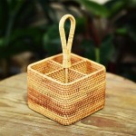 储物盒生产厂家 - 手工编织藤4格