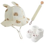 婴儿围兜套装生产厂家 - 花帽奶嘴夹