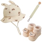 婴儿围兜套装生产厂家 - 花帽奶嘴夹